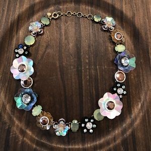 J Crew Floral Rhinestone Brulee Necklace